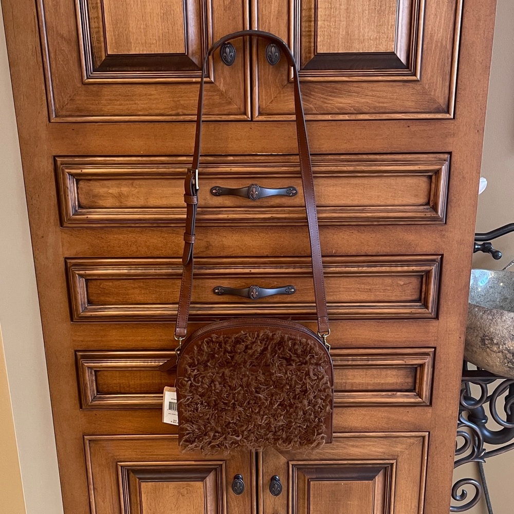 Eric Javits fur and leather shoulder bag.